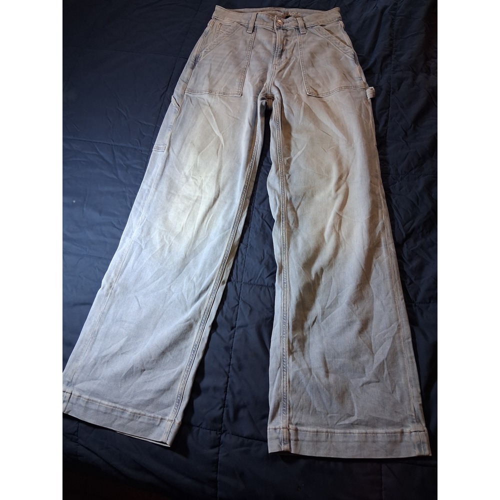 American Eagle Super High-Rise Baggy Wide Leg Carpenter Jeans Light Wash Size 2